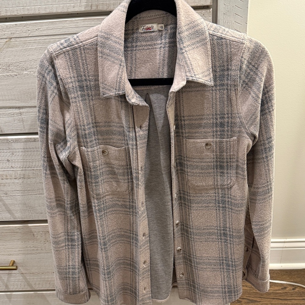 Faherty Plaid Button Down Shirt in Soft Pink and Gray